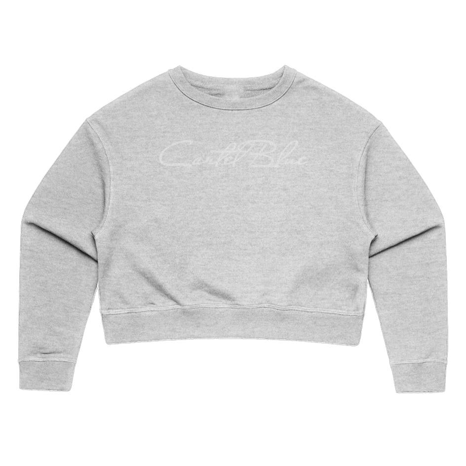 Cartel Cursive Cropped Crew Grey