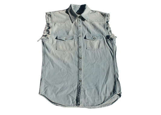 Men's Sleeveless Denim Shirt Sky Blue